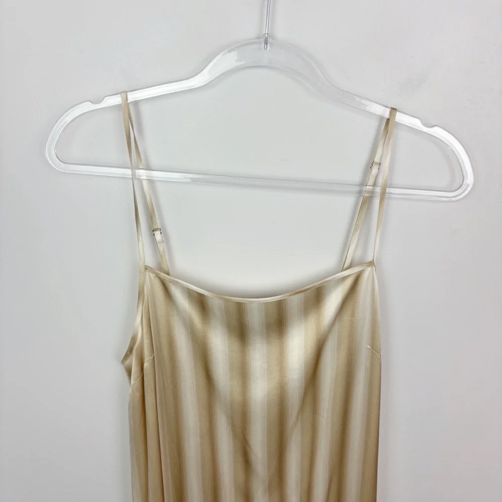 Madewell Silk Midi Slip Dress Faded Khaki Stripe Size 8